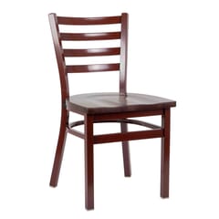 Metal Ladderback Side Chair in Mahogany