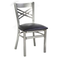 Clear Coat Distressed Finish Metal Double Cross Back Side Chair