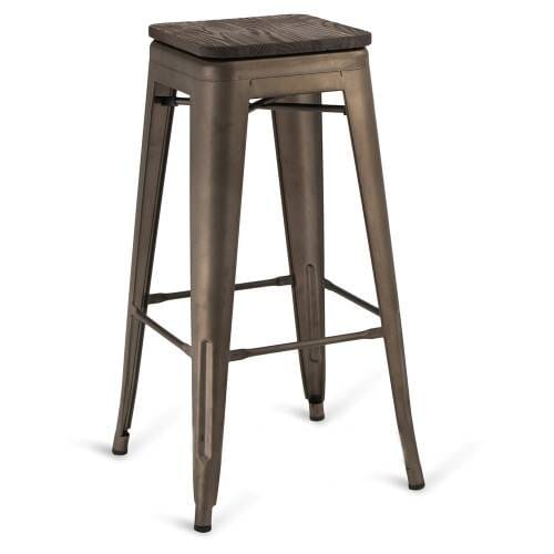 Indoor Steel Backless Barstool - Matte Bronze Finish