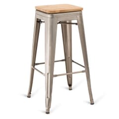 Indoor Steel Backless Barstool - Distressed Clear Finish