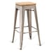 Indoor Steel Backless Barstool - Distressed Clear Finish