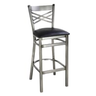 Clear Coat Distressed Finish Metal Double Cross Back Bar Stool