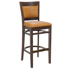 Contempo Wood Finish Bar Stool with Upholstered Seat and Back
