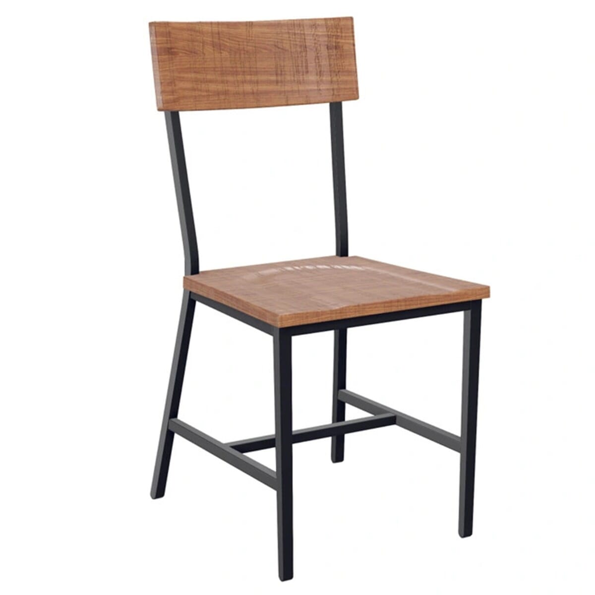 American Oak Wood Industrial Steel Frame Restaurant Chair