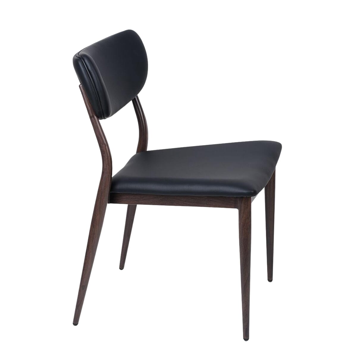 Walnut Steelgrain Restaurant Dining Chair with Black Vinyl
