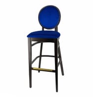 Fully Upholstered Solid Wood Round Back Restaurant Bar Stool with Nail-head Trim