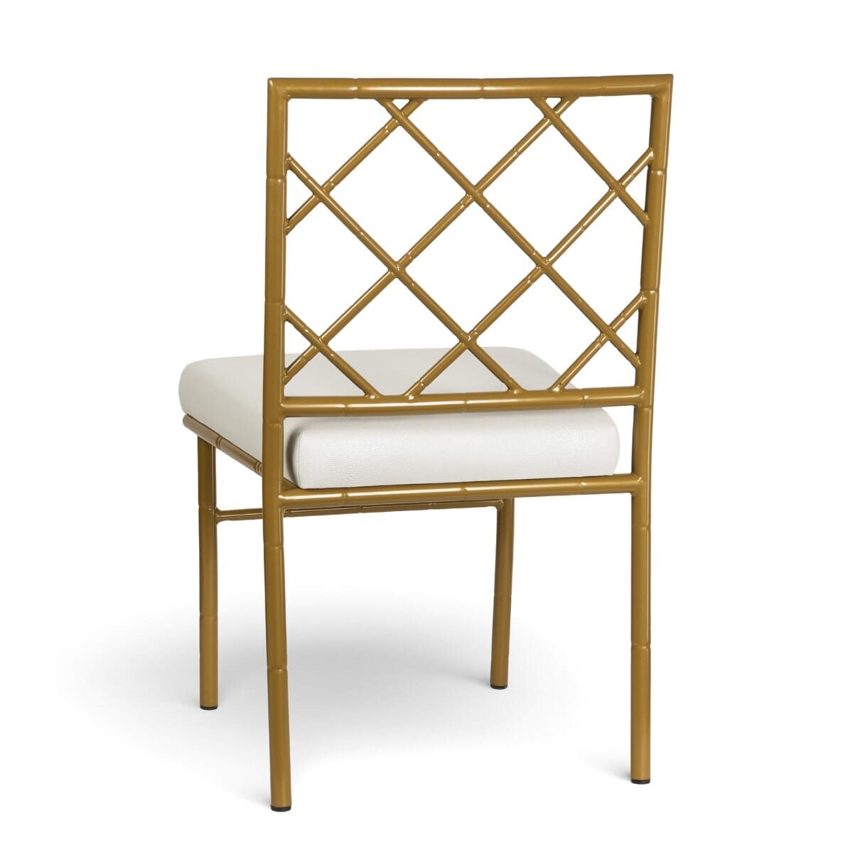 Gold Stackable Steel Restaurant Chair with Upholstered Seat