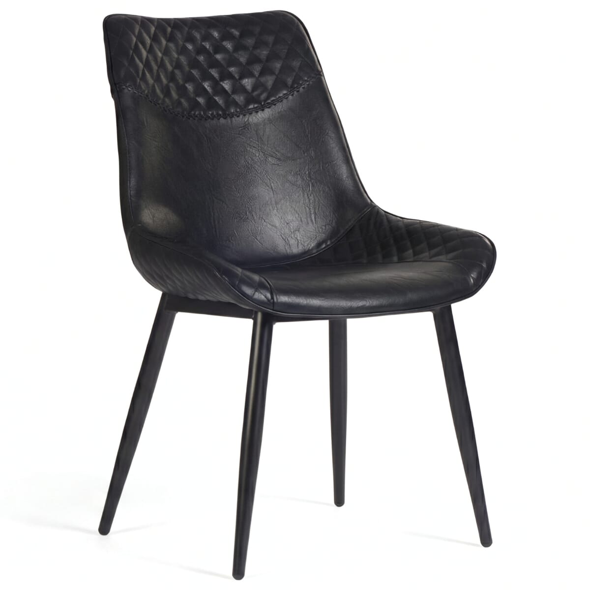 Quilted Cradle Back Restaurant Chair with Matte Black Steel Frame
