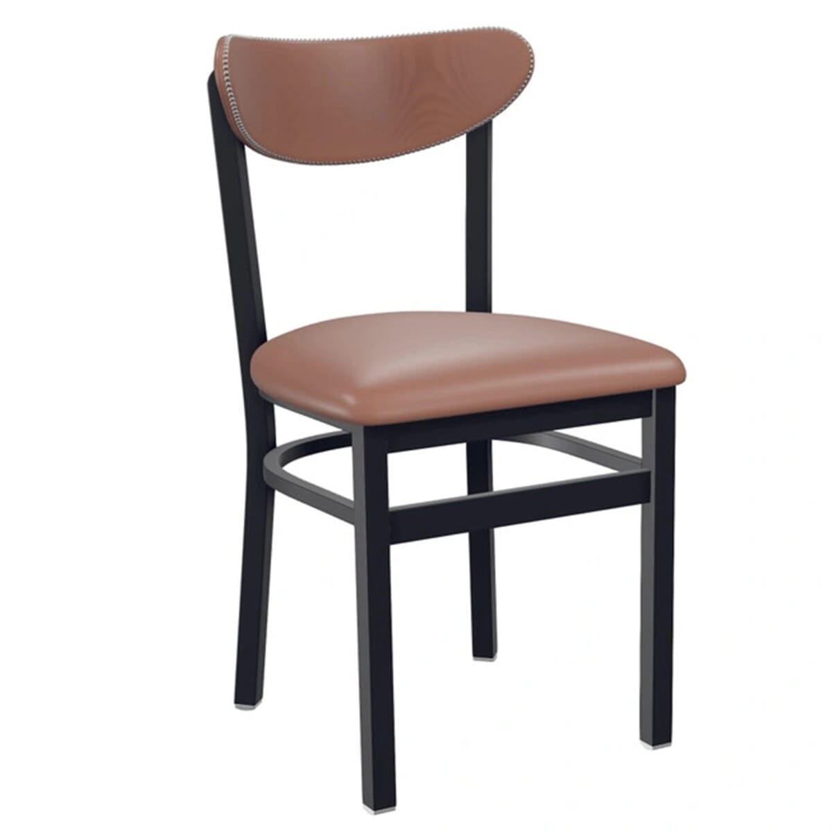 Upholstered Metal Kidney Side Chair with Nailhead Trim