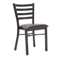 Stackable Upholstered Metal Ladderback Side Chair in Black