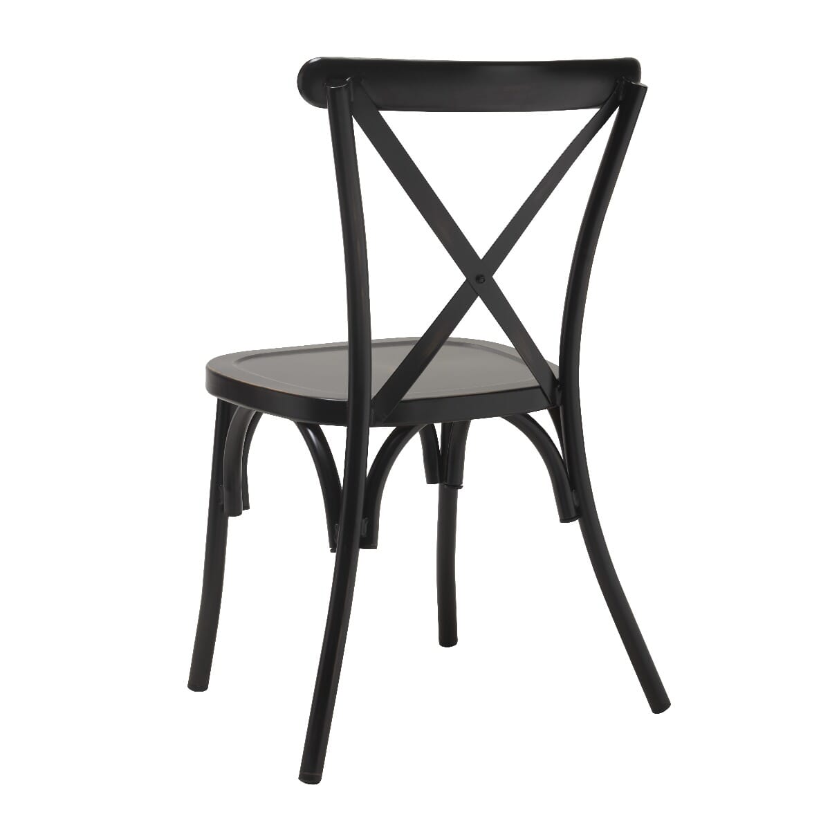 Antique-Look Stackable Aluminum Cross-Back Indoor/Outdoor Chair in Black