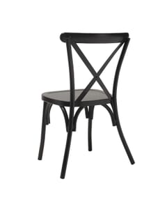 Antique-Look Stackable Aluminum Cross-Back Indoor/Outdoor Chair in Black