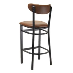 Upholstered Metal Kidney Barstool with Nailhead Trim