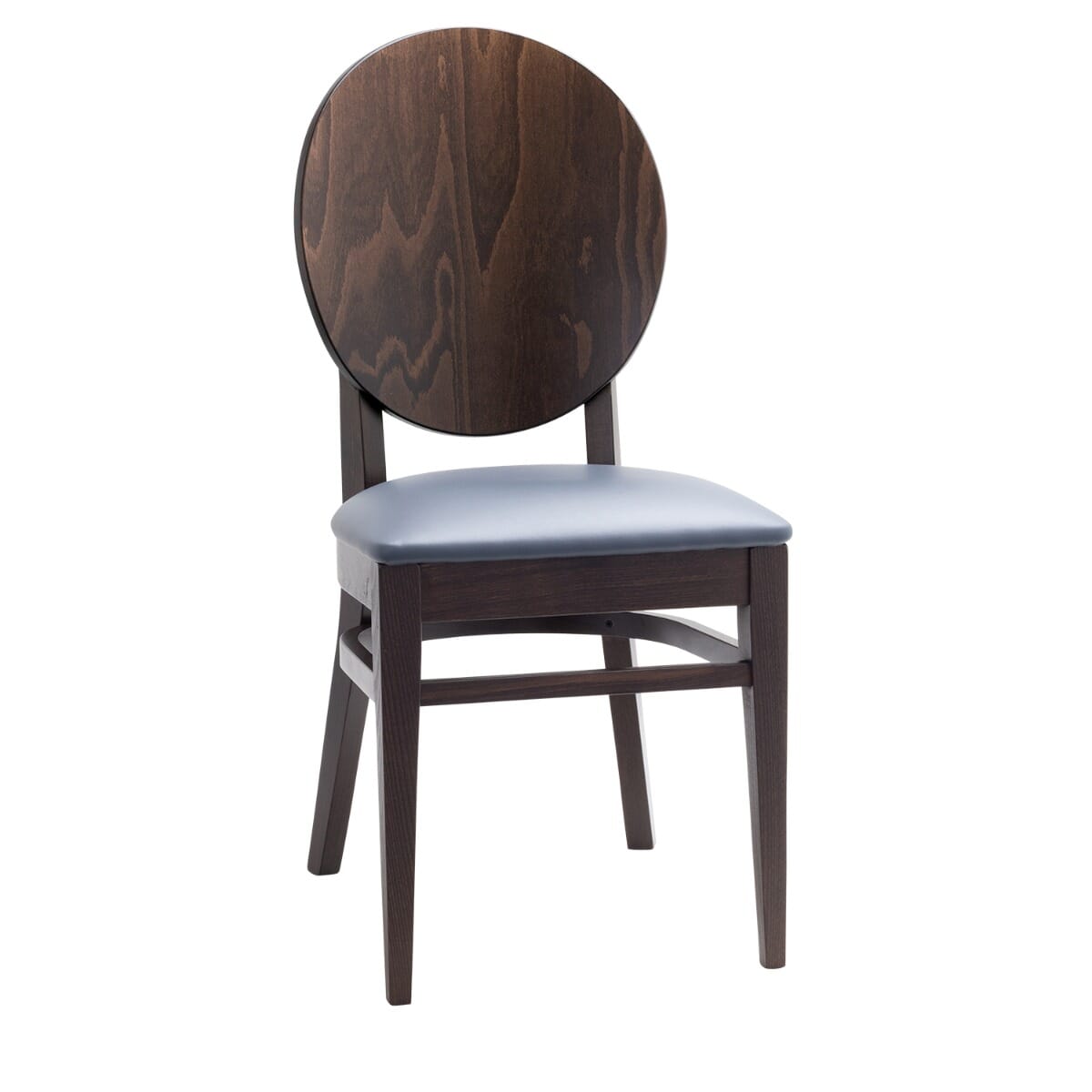 Solid Beech Wood Round Back Restaurant Chair with Upholstered Seat