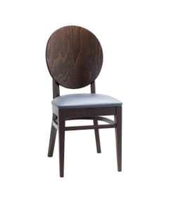 Solid Beech Wood Round Back Restaurant Chair with Upholstered Seat