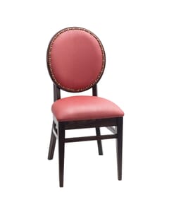 Fully Upholstered Solid Wood Round Back Restaurant Chair with Nail-head Trim (front)