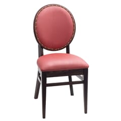 Fully Upholstered Solid Beech Wood Round Back Restaurant Chair with Nail-head Trim