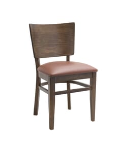 Walnut Solid Wood Square Back Restaurant Chair with Upholstered Seat (front)