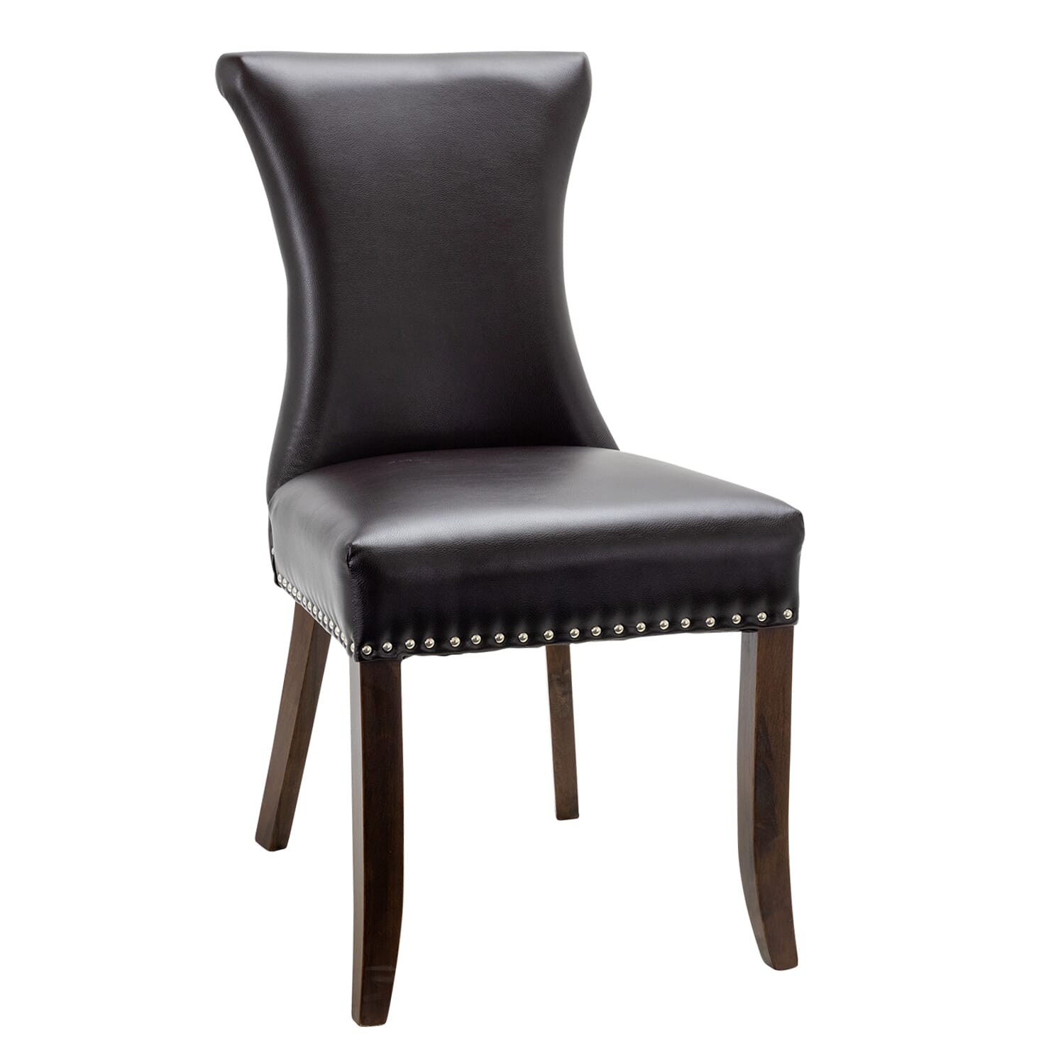 Fully Upholstered Tall Back Side Chair With Chrome Nailhead Trim