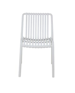 Stackable Indoor/Outdoor Resin Chair With Striped Seat and Back in White 