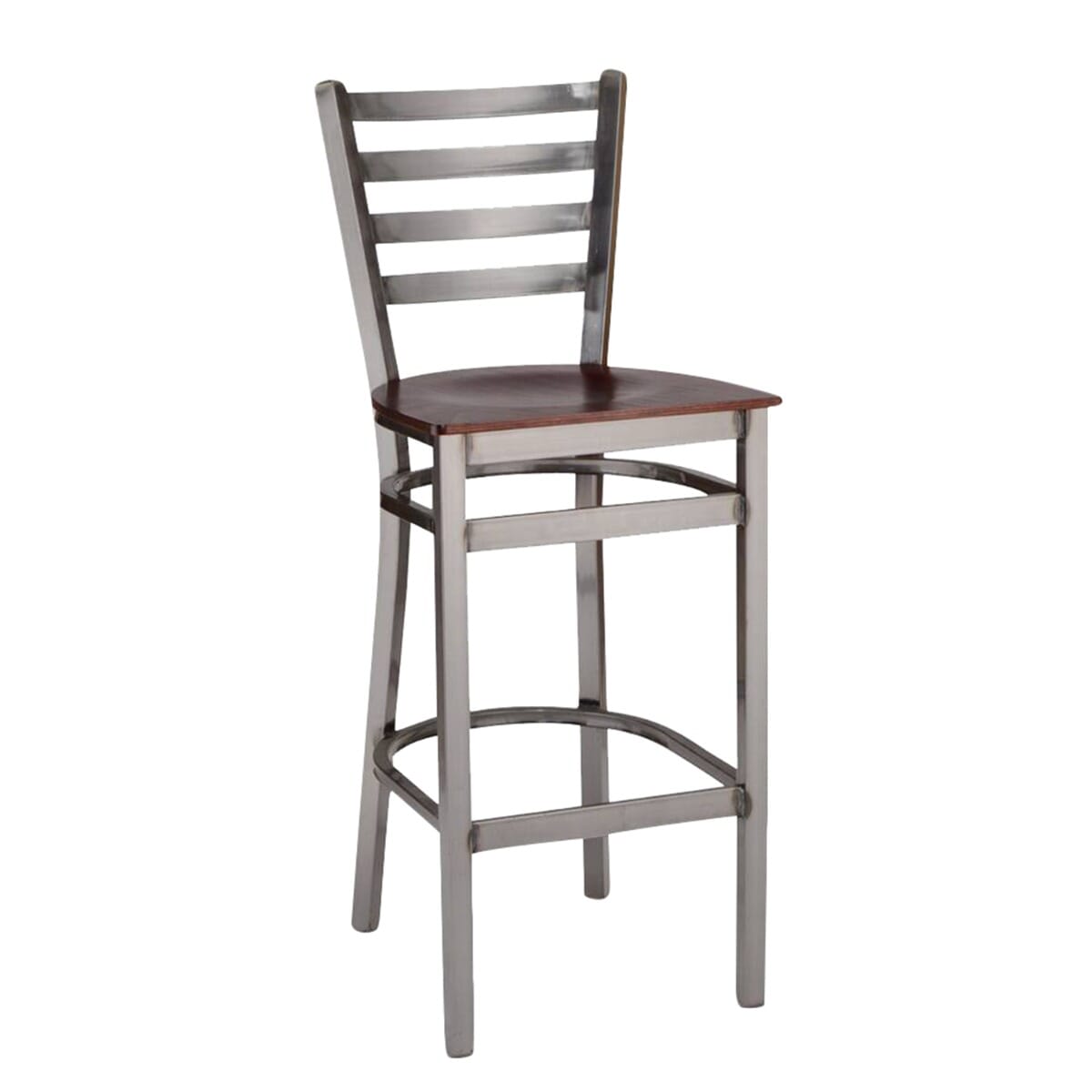 Metal Ladderback Side Bar Stool in Clear Coat