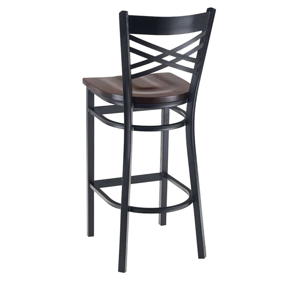 Black Metal Double Cross Back Side Bar Stool