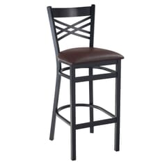 Black Metal Double Cross Back Side Bar Stool