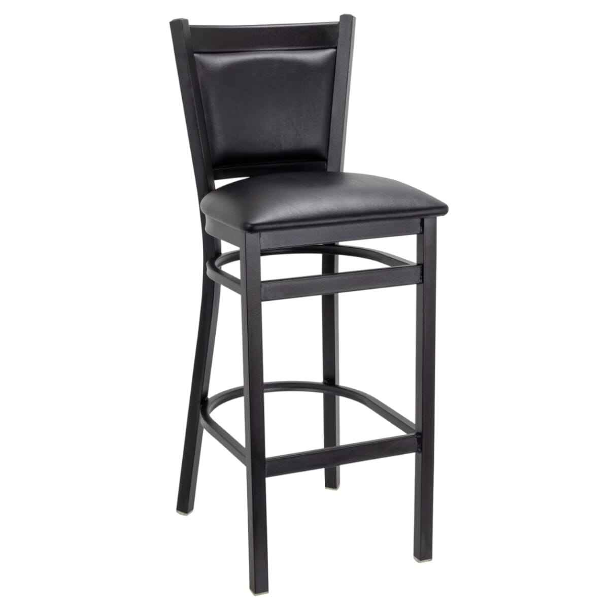 Quick- Ship Gino Metal Upholstered Bar Stool in Black Vinyl