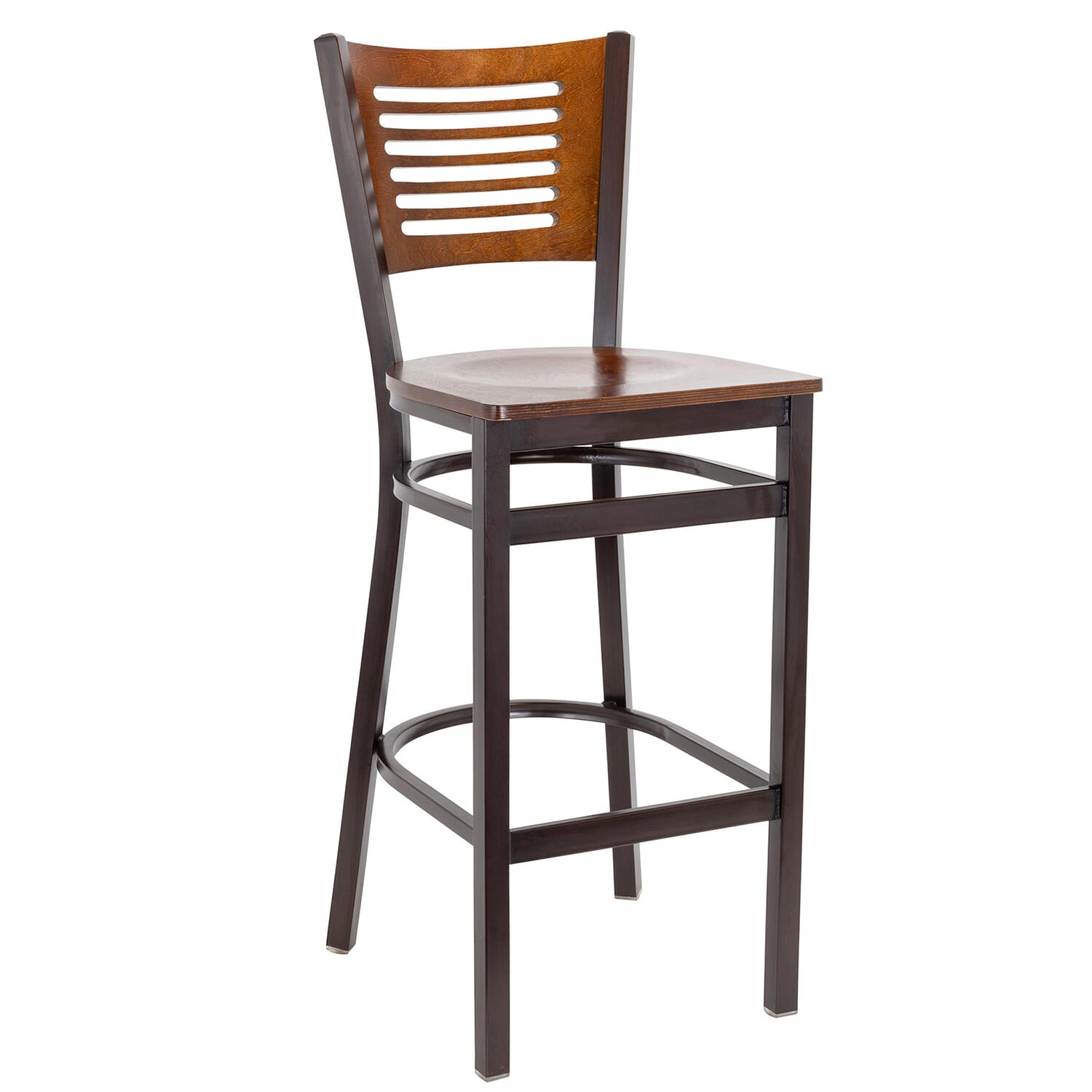 Narrow-Slat Back Metal Bar Stool