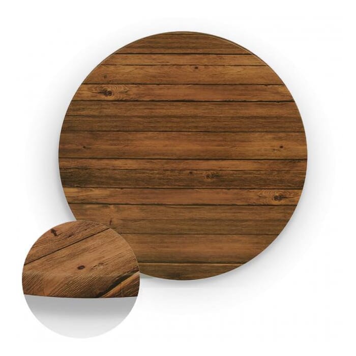 Werzalit Wood Composite Outdoor Dining Table Top In Distressed Walnut 1 Lot Of 10 Tops Werzalit Wood Composite Outdoor Dining, Circular Outdoor Table Tops