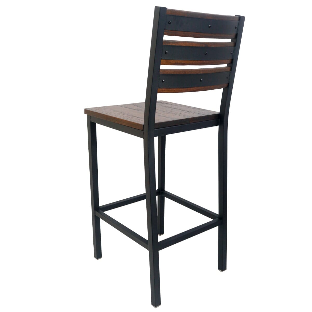 Walnut Reclaimed Wood Ladder Back Restaurant Bar Stool