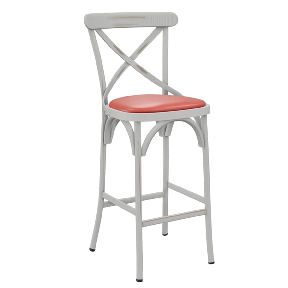 Antique-Look Steel Cross-Back Commercial Bar Stool