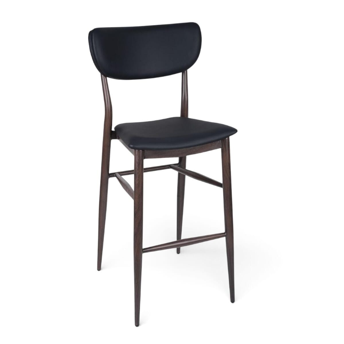 Walnut Steelgrain Restaurant Bar Stool with Black Vinyl