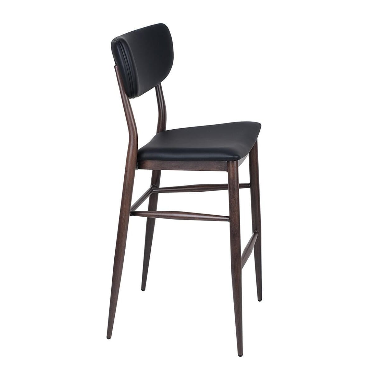 Walnut Steelgrain Restaurant Bar Stool with Black Vinyl