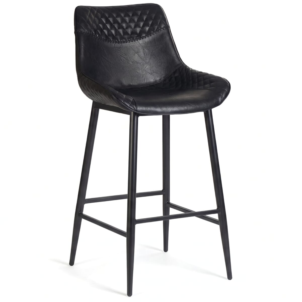 Commercial Quilted Restaurant Bar Stool with 16-Gauge Black Steel Frame