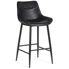 Commercial Quilted Restaurant Bar Stool with 16-Gauge Black Steel Frame