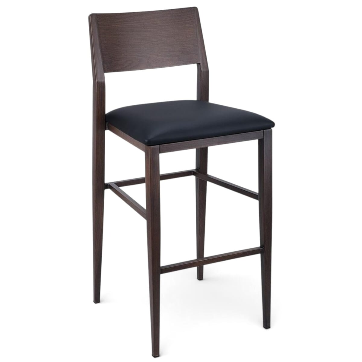 Steelgrain Walnut Finish Restaurant Bar Stool with Panel Back