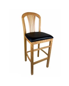 Fanback Restaurant Bar Stool with Upholstered Seat in Natural
