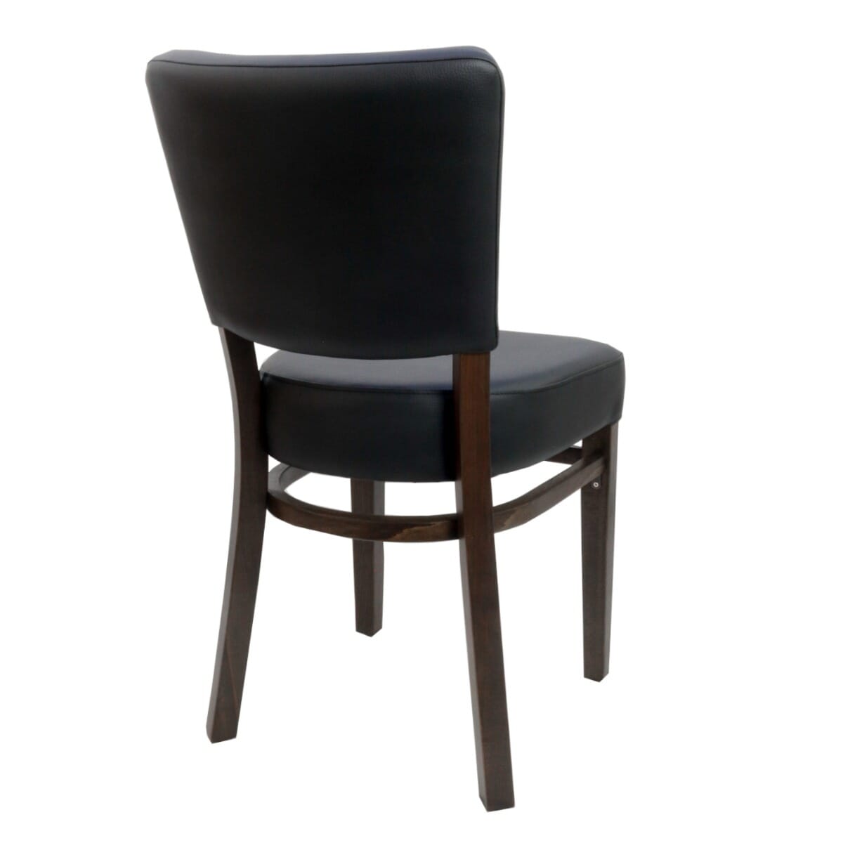 Fully Upholstered Walnut Wood Bennett Restaurant Chair with Black Vinyl