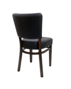 Fully Upholstered Walnut Wood Bennett Restaurant Chair with Black Vinyl 