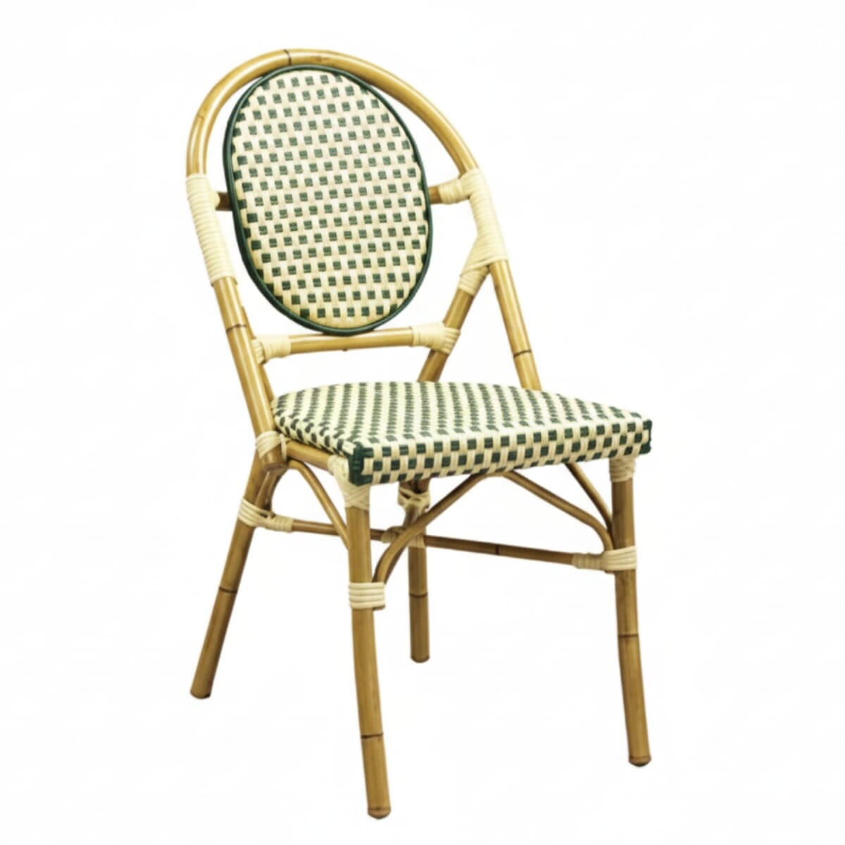 Aluminum Bamboo Look Stackable Chair in Natural