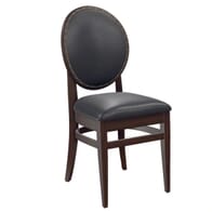 Fully Upholstered Solid Beech Wood Round Back Restaurant Chair with Nail-head Trim