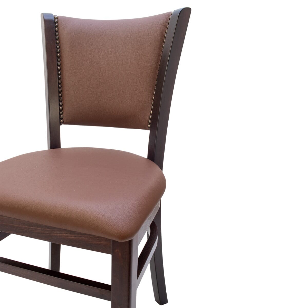 Fully Upholstered Solid Beechwood Restaurant Chair with Nailhead Trim