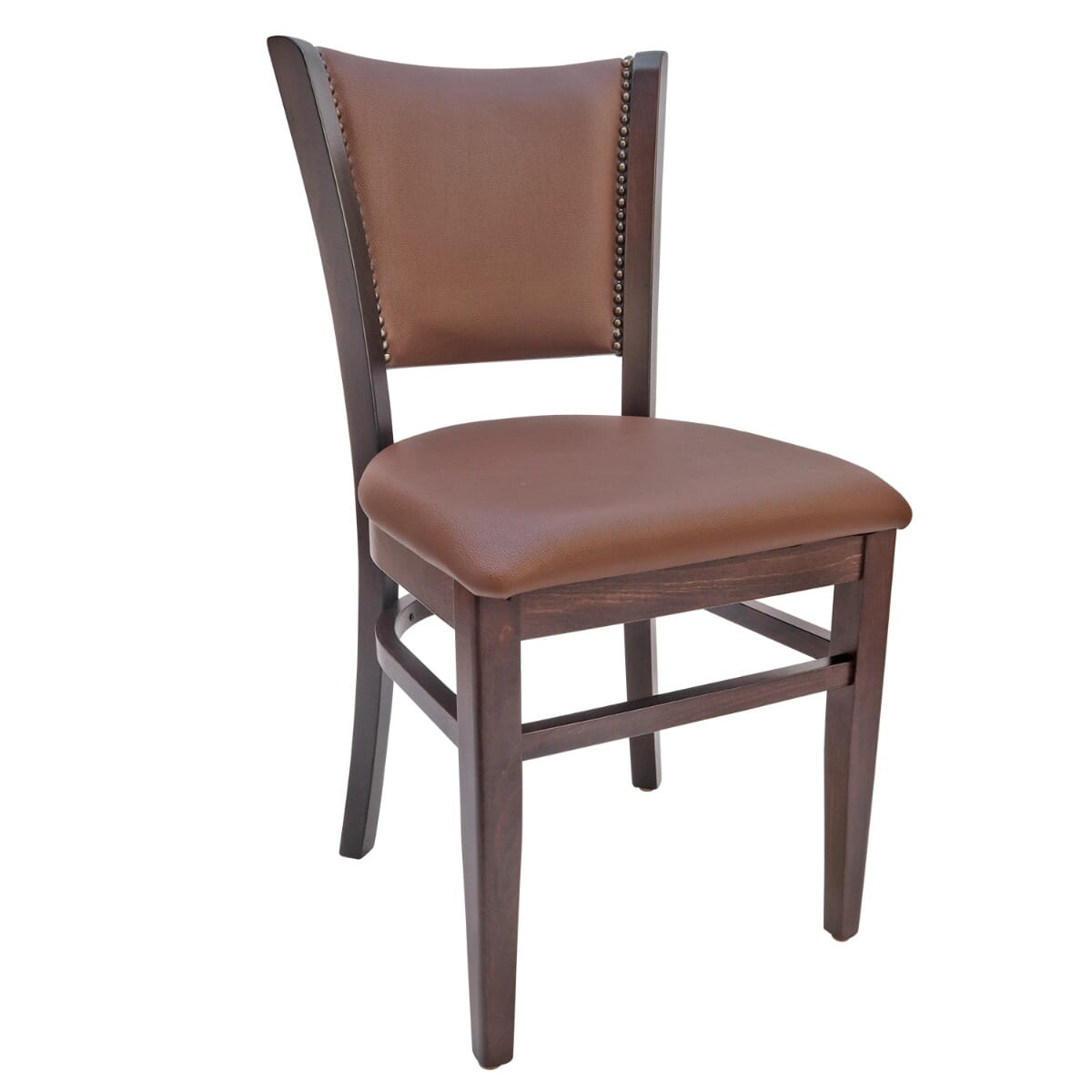 Fully Upholstered Solid Beechwood Restaurant Chair with Nailhead Trim