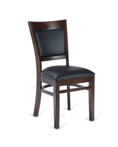 Fully Upholstered Solid Wood Leo Side Chair - Walnut frame/Black Vinyl
