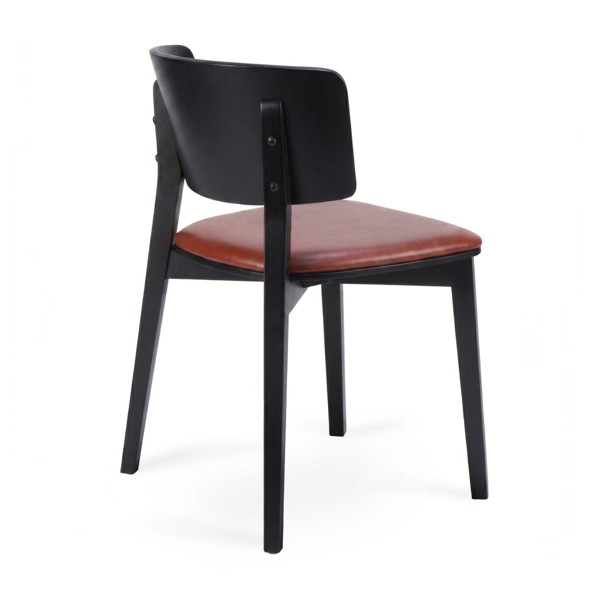Solid Wood Upholstered Restaurant Chair with Wood Back in Black