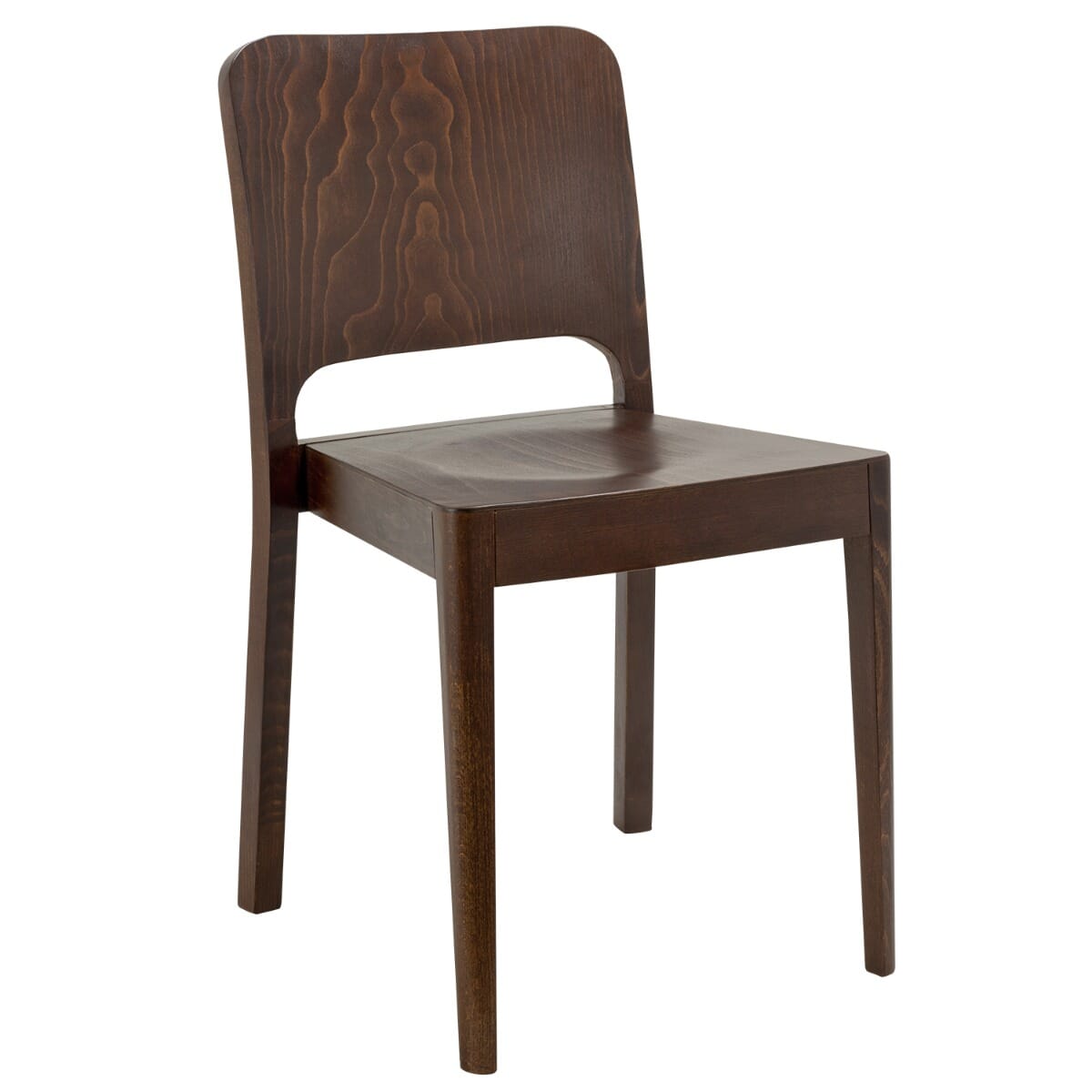 Stackable Wood Restaurant Chair in Walnut