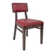 Fully Upholstered Walnut Wood Squared Back Restaurant Chair With Nailhead Trim