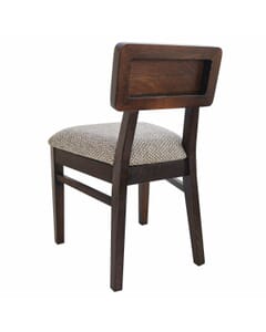 Walnut Wood Open Back Restaurant Chair with Upholstered Seat and Back 