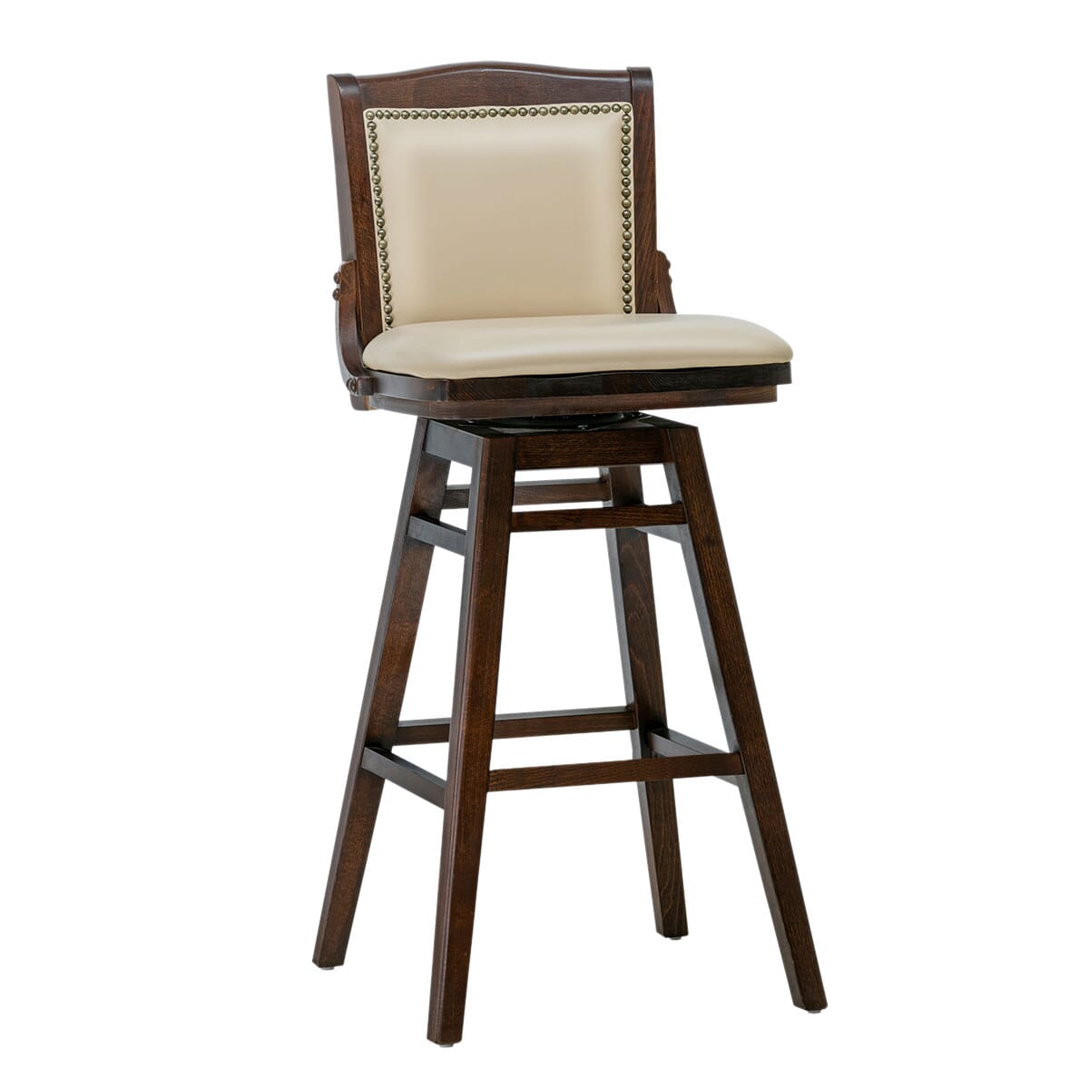 Fully Upholstered Solid Wood Swivel Schoolhouse Bar Stool